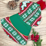 圣诞连帽衫斗篷 - 松绿色连帽衫，白色人造毛皮饰边