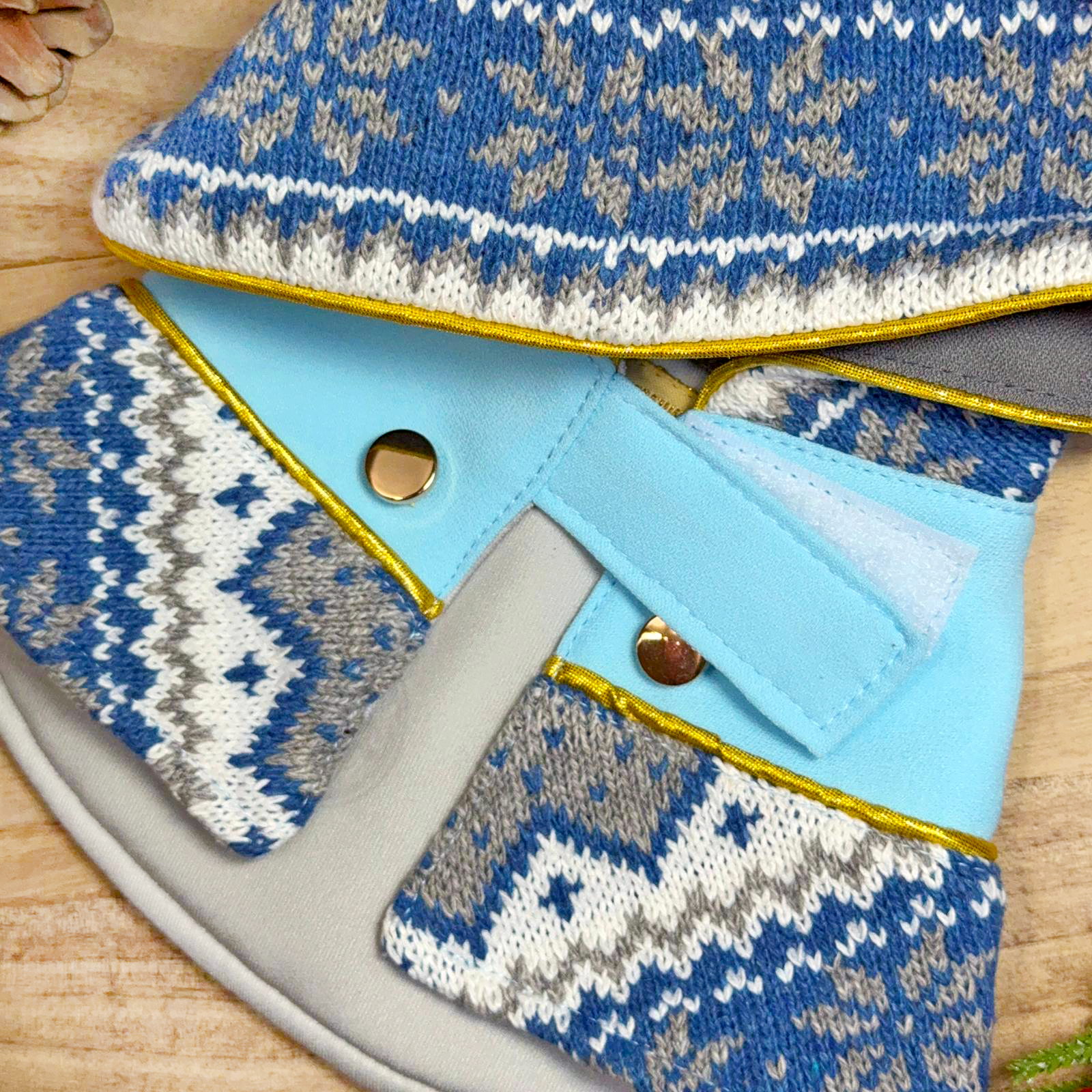 Blue Silver Knitted Hoodie Sweater Cape - Noel