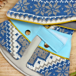 Blue Silver Knitted Hoodie Sweater Cape - Noel