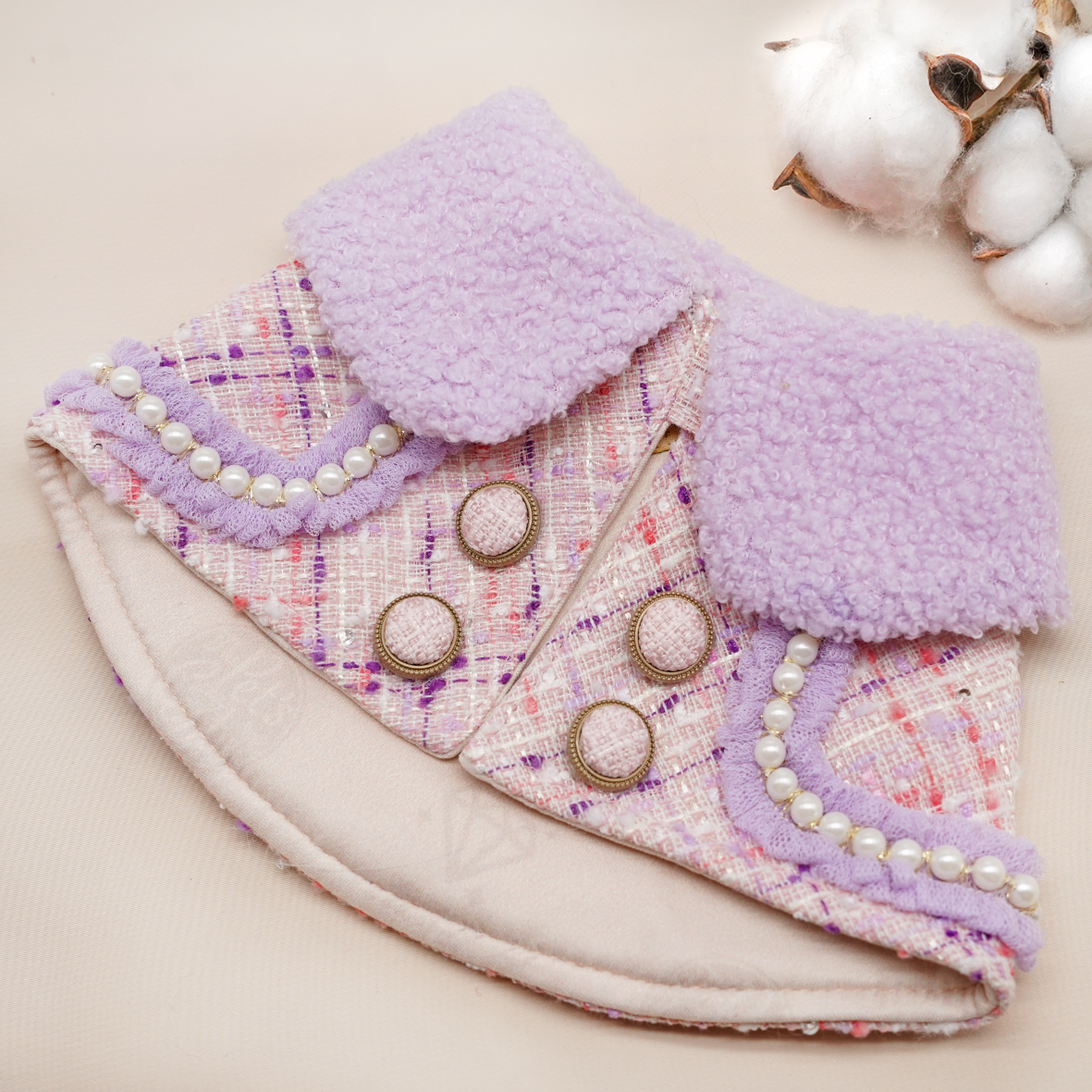 ROSÉA BLUSH ~ 淺粉色珠圈花呢夾克