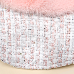 DOROTHY BLUSH ~ Baby Pink Wool Tweed Jacket with Faux Fur Collar