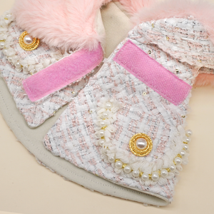 DOROTHY BLUSH ~ Baby Pink Tweed Wool Jacket with Faux Fur Collar