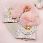 DOROTHY BLUSH ~ Baby Pink Tweed Wool Jacket with Faux Fur Collar