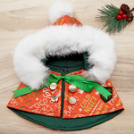 圣诞连帽斗篷 - 圣诞快乐圣诞老人红色连帽衫搭配白色绒球装饰