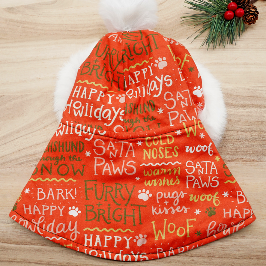 圣诞连帽斗篷 - 圣诞快乐圣诞老人红色连帽衫搭配白色绒球装饰