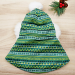 圣诞连帽斗篷 - 圣诞快乐圣诞老人红色连帽衫搭配白色绒球装饰