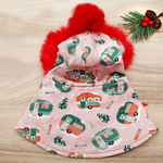 圣诞连帽斗篷 - 圣诞快乐圣诞老人红色连帽衫搭配白色绒球装饰