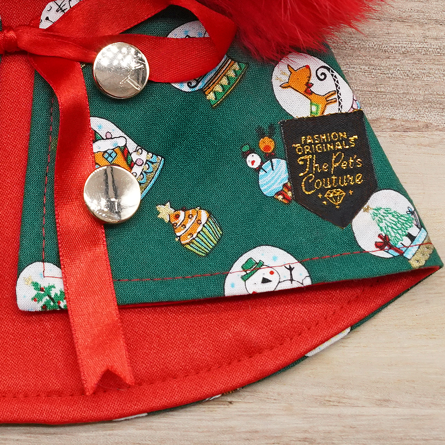 圣诞连帽斗篷 - 圣诞快乐圣诞老人红色连帽衫搭配白色绒球装饰