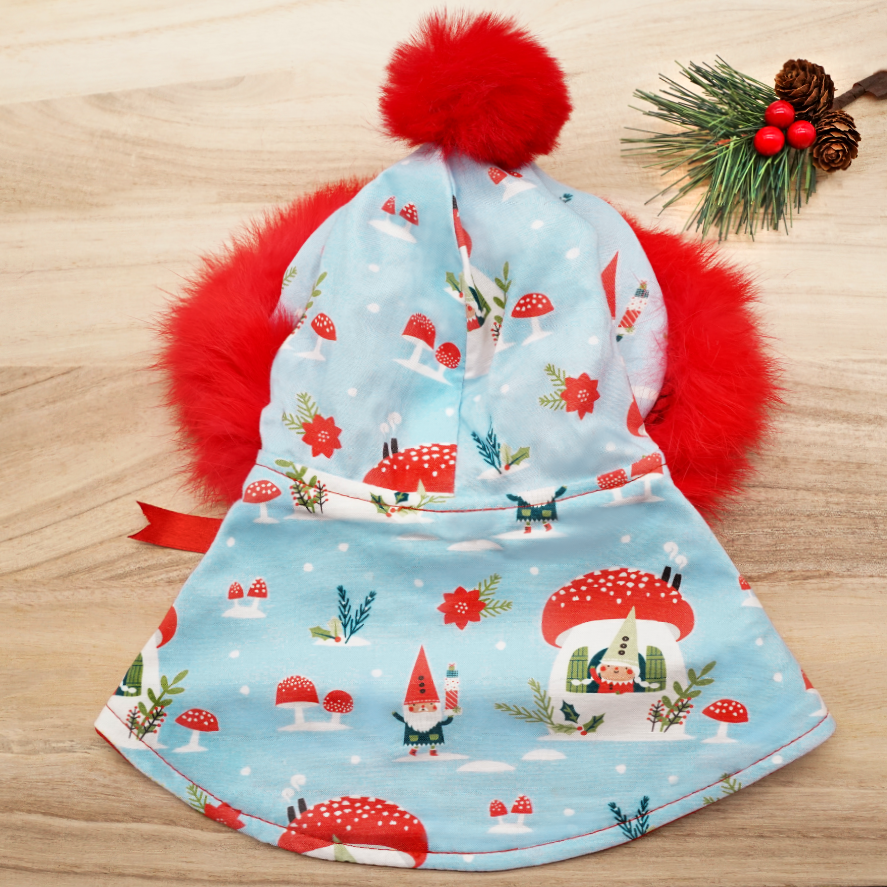 圣诞连帽斗篷 - 圣诞快乐圣诞老人红色连帽衫搭配白色绒球装饰