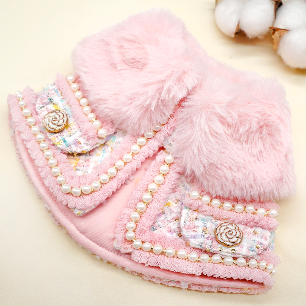 LOLANTHE ~ Candy Color Tweed Wool Jacket with Faux Fur Collar