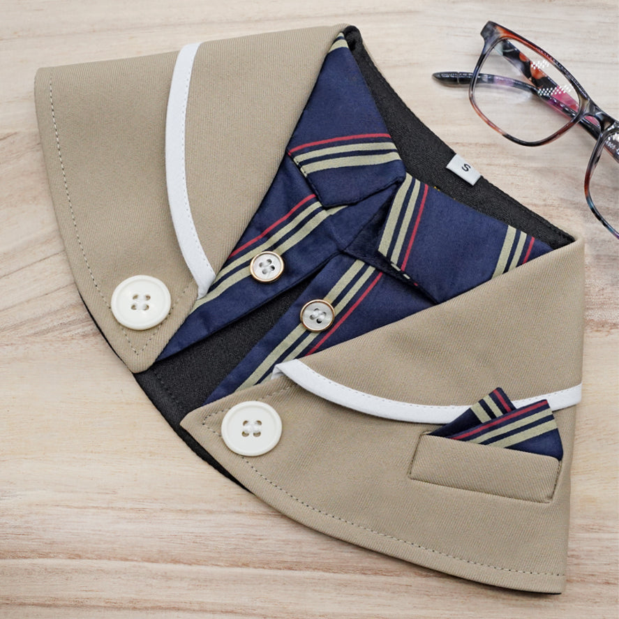 Nude Beige Gentlemen Tailored Suit Cape