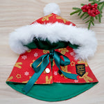 Xmas Hoodie Cape - Gingerbread Man on Red Hoodie with White Fur Trimmings