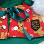 Xmas Hoodie Cape - Gingerbread Man on Red Hoodie with White Fur Trimmings