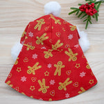 Xmas Hoodie Cape - Gingerbread Man on Red Hoodie with White Fur Trimmings