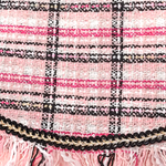SAVANNAH ~ Black Pink Tartan Fray Edge Tweed Jacket