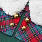 聖誕斗篷 - 紅綠格子呢白色人造毛領風衣