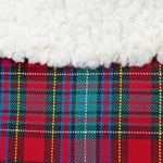 聖誕斗篷 - 紅綠格子呢白色人造毛領風衣