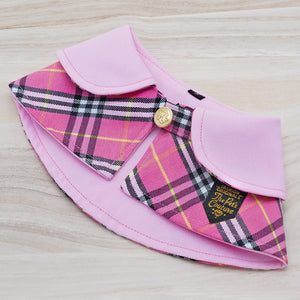 Blush Pink Collar with Black White Scottish Tartan Print