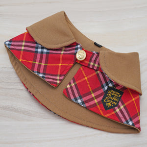 Tortilla Brown Collar with Red Black Scottish Tartan Print