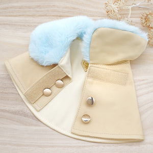 Baby Blue Faux Fur Collar in Champagne Trench Coat