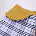 Capes - Mustard Collar with White Tartan Print - The Pet's Couture