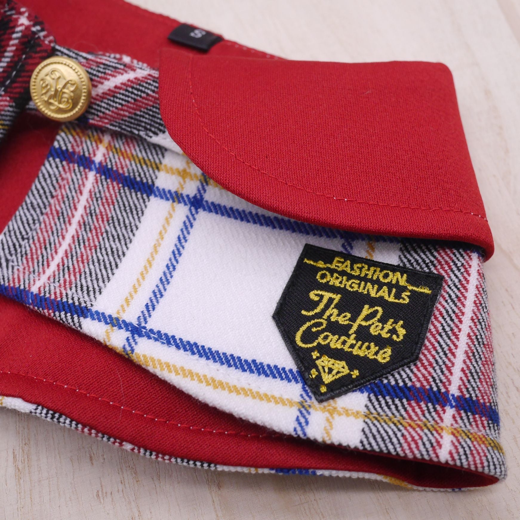 Capes - Imperial Collar with Cream Tartan Print - The Pet's Couture