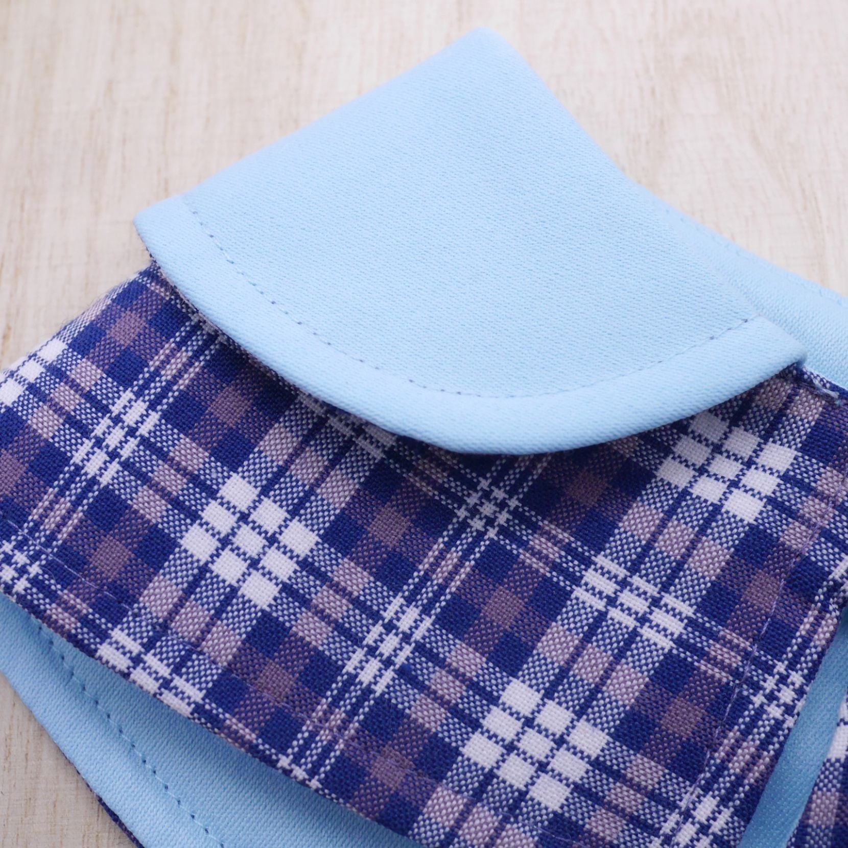 Capes - Baby Blue Collar with Tartan Print (Variant 2) - The Pet's Couture