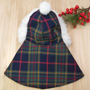 Xmas Cape - Winter Wonderland Pine Green Hoodie with Faux Fur Trimmings - The Pet's Couture
