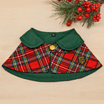 Capes - Forest Green Collar with Royal Tartan Print - The Pet's Couture