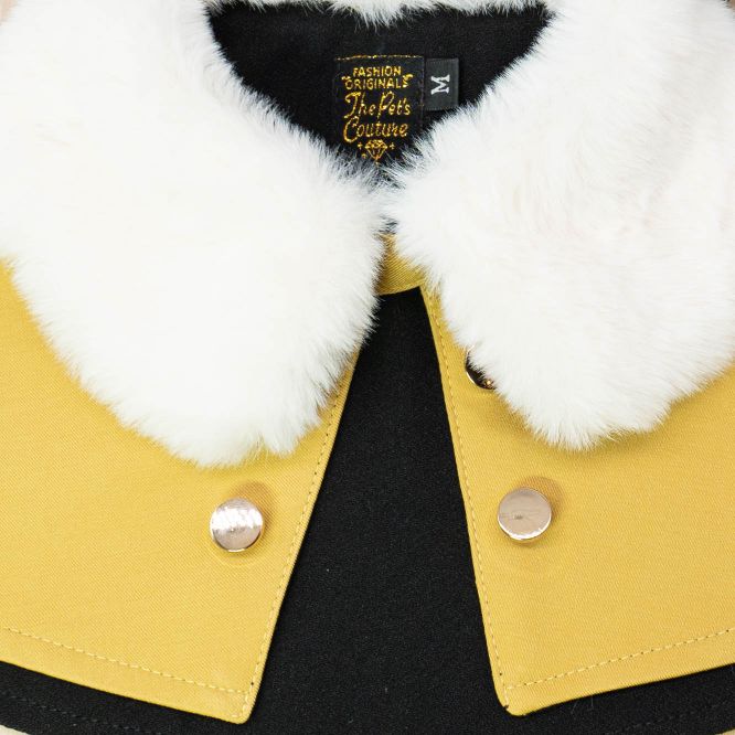 White Faux Fur Collar Trench Coat in Goldenrod - The Pet's Couture
