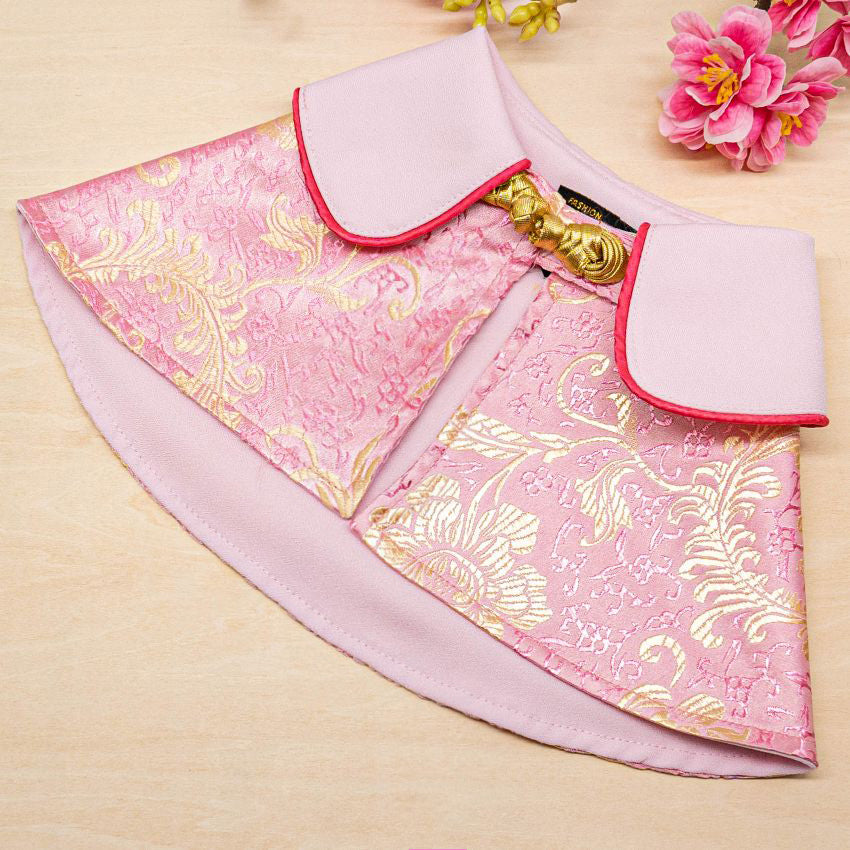 Spring Of Love in Golden Baby Pink CNY Cape - The Pet's Couture