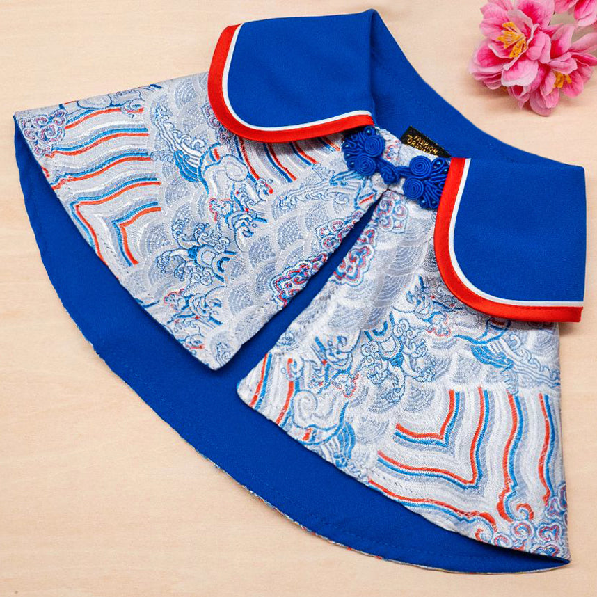 Spring Of Health in Imperial Silver Ruby Azure CNY Cape - The Pet's Couture