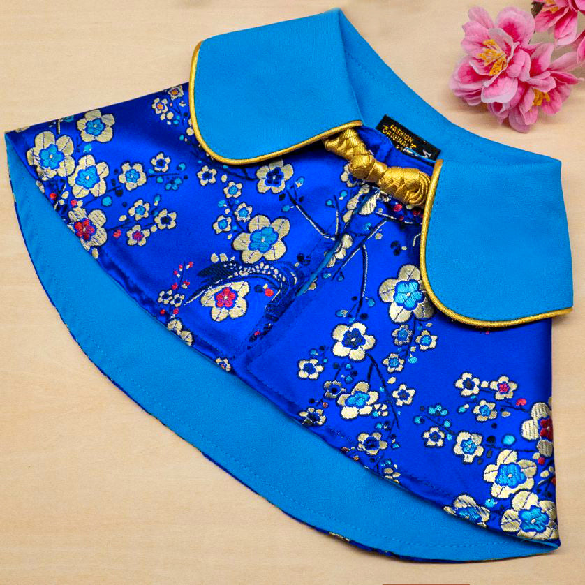 Spring Of Friendship in Golden Sapphire Blossoms CNY Cape - The Pet's Couture