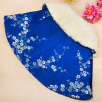 Spring Of Strength in Royal Blue Blossoms CNY Cape with Faux Fur Collar - The Pet's Couture