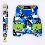 Tropical Leaves Harness + Leash Set - Twin In Style (Tropical Leaves) - The Pet's Couture