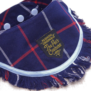 Frayed Bandanas - Duke Blue Flannel - The Pet's Couture