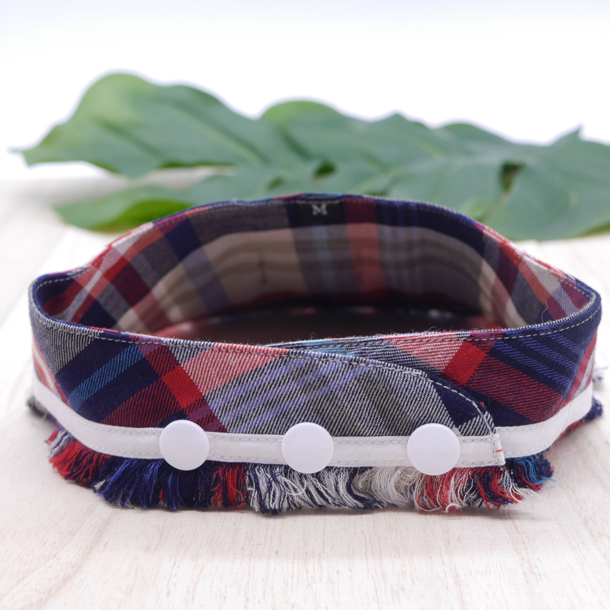 Frayed Bandanas - Red Blue Plaids - The Pet's Couture