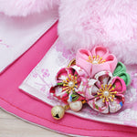 春季帝國嬰兒粉色花朵新年斗篷配人造毛領