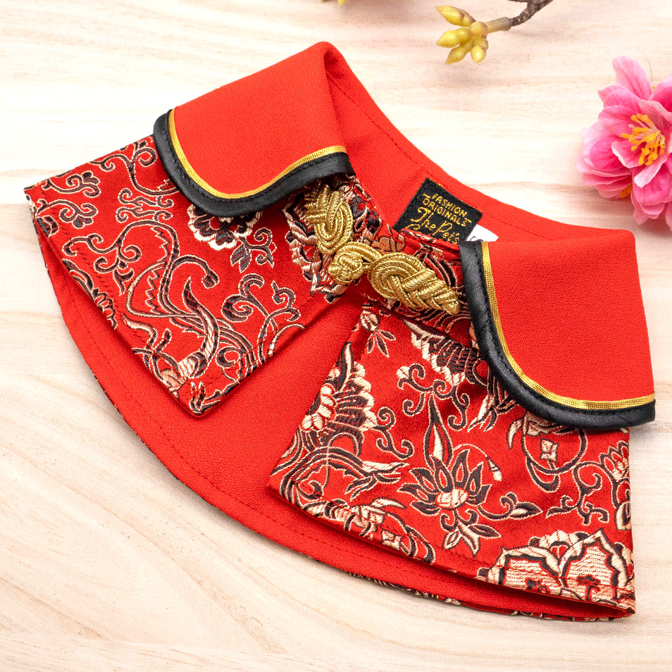 Spring Of Luck in Imperial Red CNY Cape - The Pet's Couture