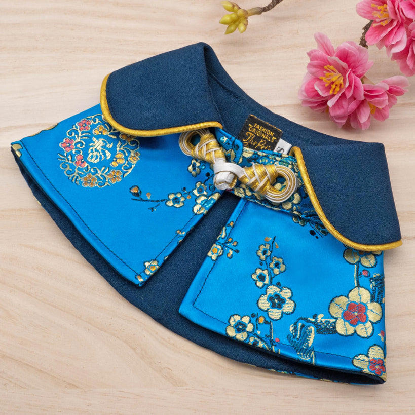 Spring Of Tranquility in Coral Blue Blossoms CNY Cape - The Pet's Couture