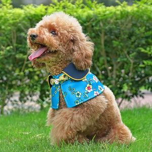 Spring Of Tranquility in Coral Blue Blossoms CNY Cape - The Pet's Couture