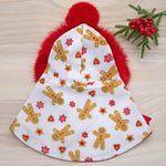 Xmas Hoodie Cape - Gingerbread Man on White Hoodie with Red Fur Trimmings