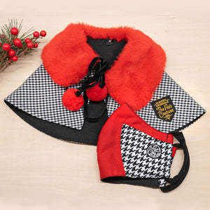 Twin In Style - Matching Red Mask in Houndstooth - The Pet's Couture